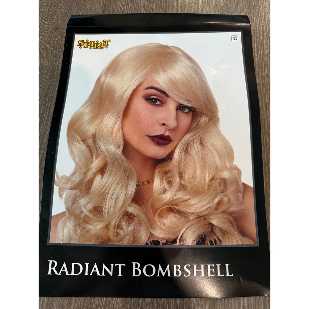 Spirit Halloween Radiant Bombshell Blonde Long‎ Wavy Costume Wig Adult One Size